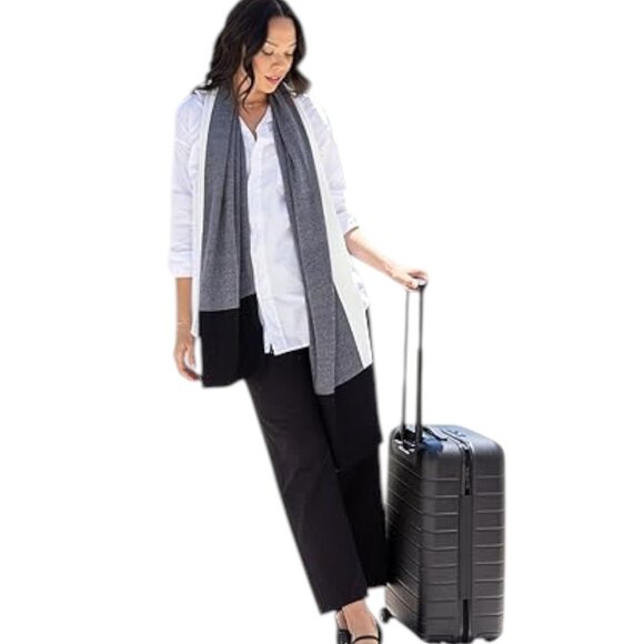 zestt Dreamsoft Colorblock Organic Cotton Travel Scarf, Wrap Gray, White, Black - Picture 5 of 7